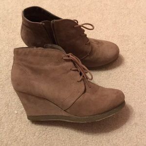 Taupe bootie wedges